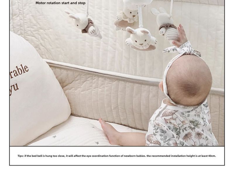 Cloche de lit pour bébé, musique de chevet, hochet rotatif, pendentif de lit, jouet pour nouveau-né, tissu suspendu_voghion.com