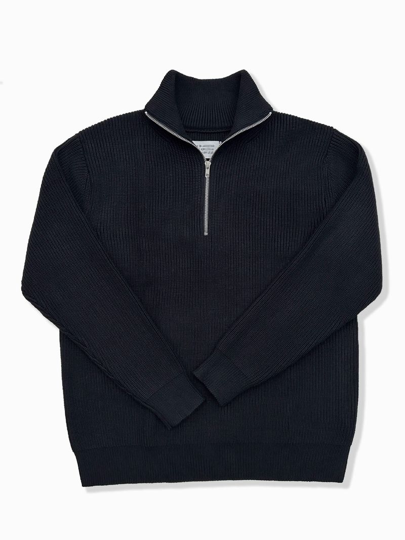 Unisex Quarter-Zip High Neck Wool-Blend Sweater – Slim Fit Minimalist Pullover (M-XL)_voghion.com