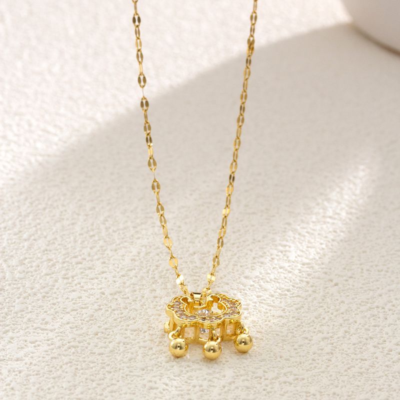 2023 Lingdong Longevity Lock Bell Protector Titanium Steel Necklace Women's Colorless Collar Chain Live Sales_voghion.com
