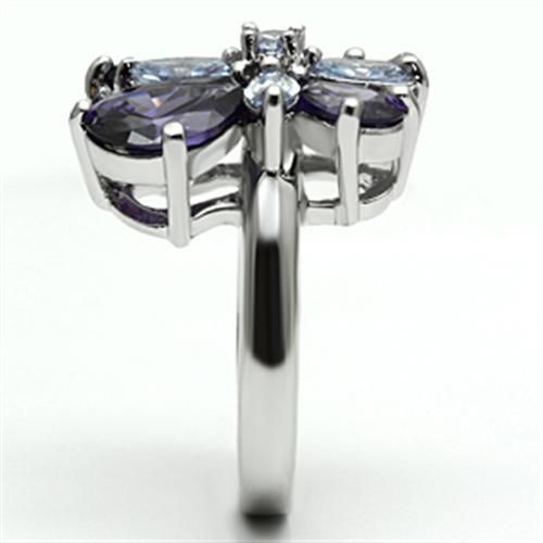 3W254 - Rhodium Brass Ring with AAA Grade CZ in Multi Color_voghion.com