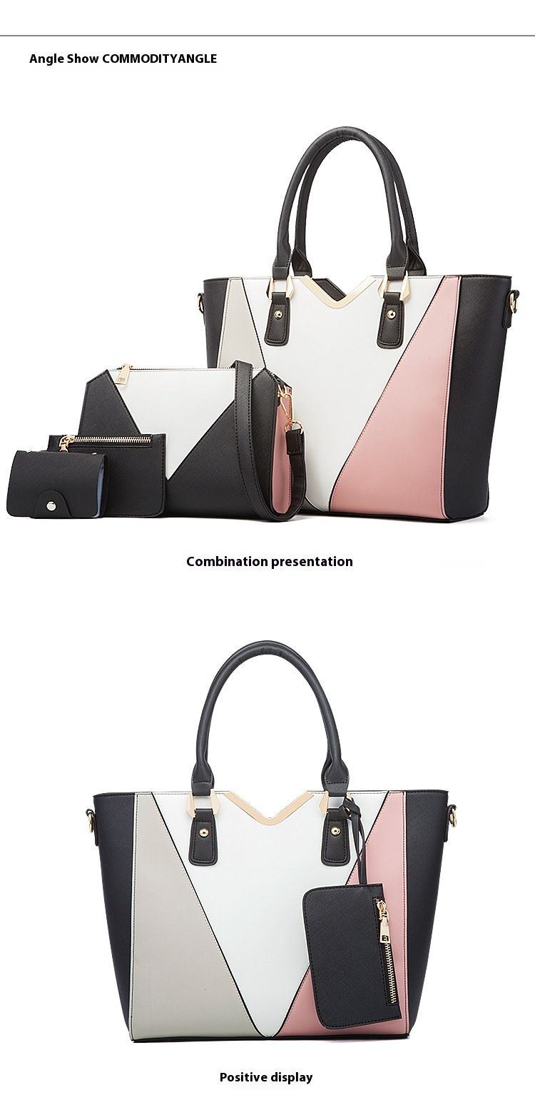 2024 new fashionable single shoulder diagonal women's hand-held cross pattern mother and child bag, color blocked four_voghion.com