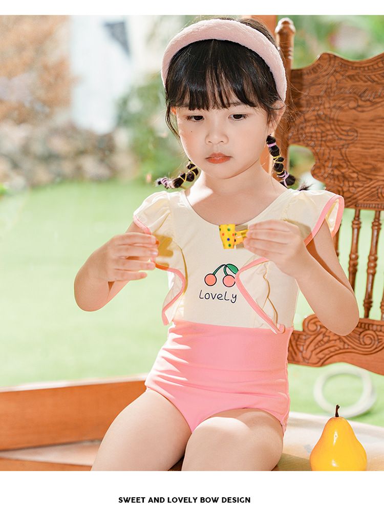 Vêtements pour bébé, maillot de bain une pièce pour enfants, maillot de bain mignon cerise en petit enfant, maillot de bain pour bébé fille_voghion.com