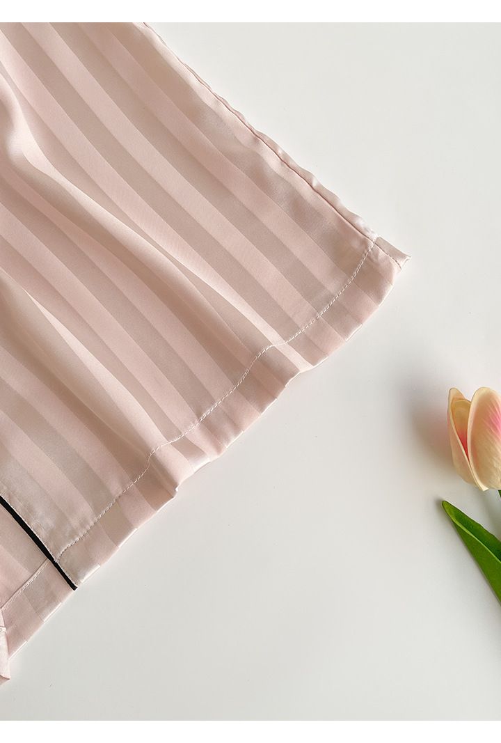 Hydra-Silk Nachtwäsche-Set – Gestreifter, kühlender Damenpyjama mit luxuriösem Jacquard (Langarm, M-XL)_voghion.com