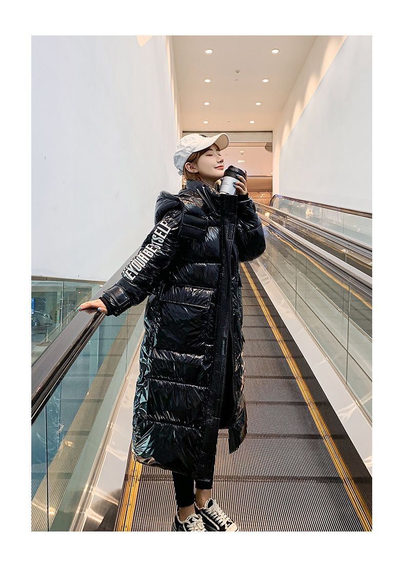 Piumino lungo lucido senza lavaggio – Parka invernale da donna con cappuccio staccabile (S-2XL, lunghezza al ginocchio, fodera termica, resistente all'acqua, vestibilità oversize)_voghion.com