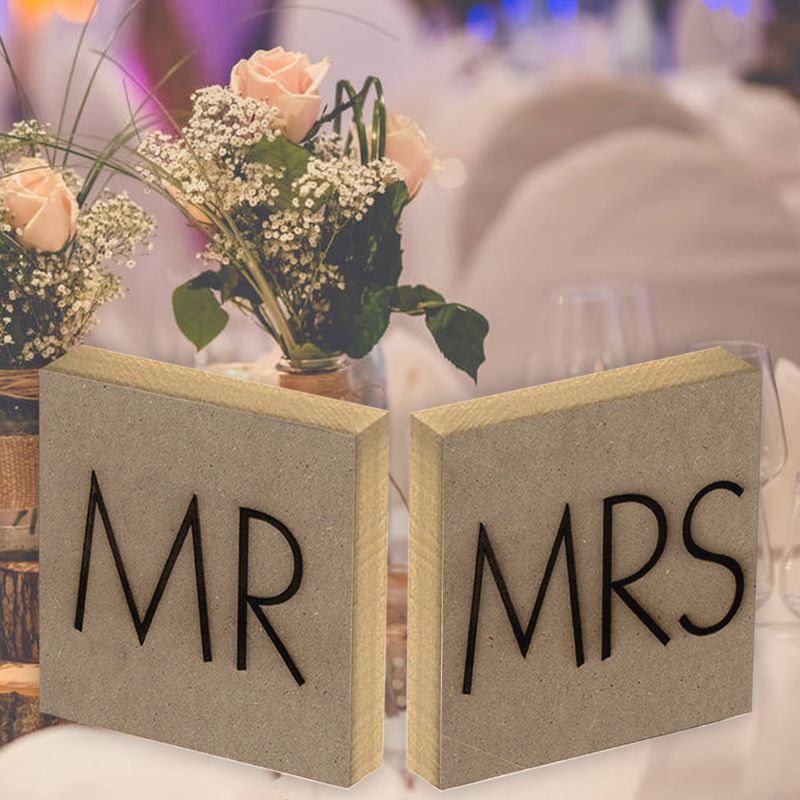 Valentine's Day Wedding Decoration Gift MR MRS Double-sided Carving Ornaments New Bride Carving Wood Board Crafts_voghion.com