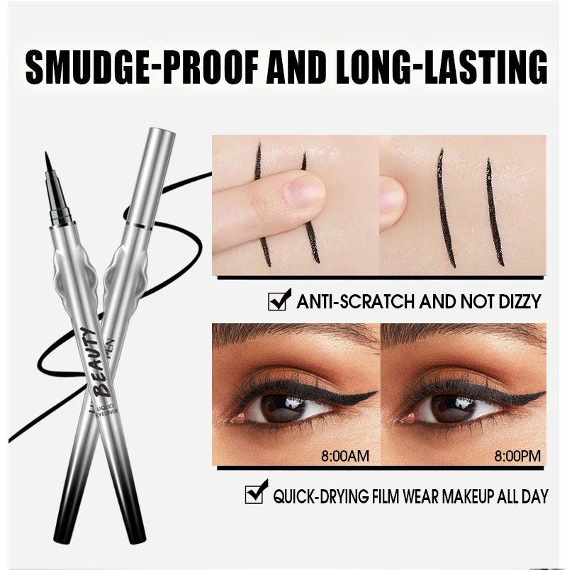 Ombretto e matita combinati, eyeliner liquido nero in penna per occhi, trucco naturale senza sbavature, asciugatura rapida, impermeabile e resistente al sudore._voghion.com
