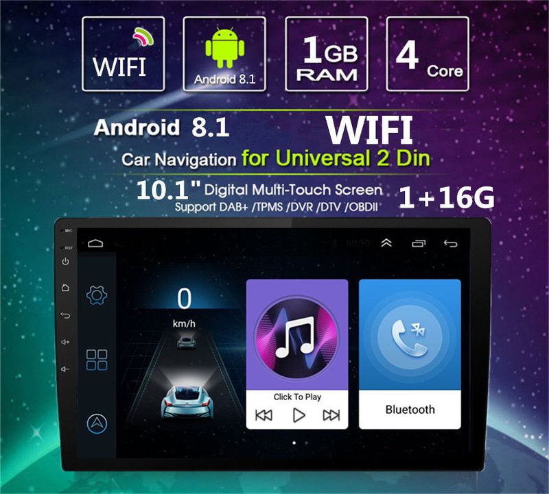 10-calowy Android 8.1 Uniwersalne radio samochodowe 2din Android Radio samochodowe Odtwarzacz DVD Nawigacja GPS WIFI Bluetooth Odtwarzacz MP5 Kamera cofania_voghion.com
