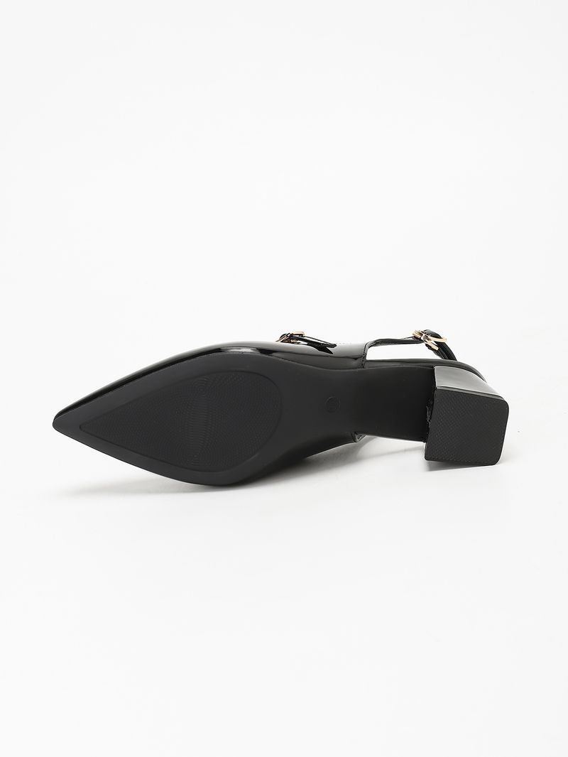 Lijn met puntige hoge hakken chunky heel pumps Mary Jane knot hoofd terug lege sandalen_voghion.com