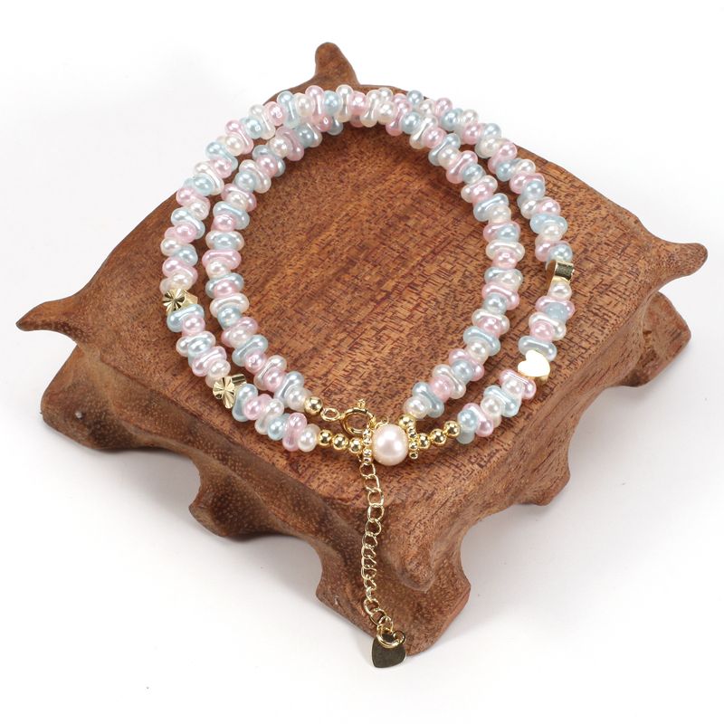 Der Liebe Rosa Und Weiß Erdnüsse Natürliche Süßwasser Perle Armband Halskette Set Weibliche_voghion.com