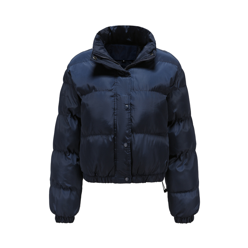Women's fashion long sleeve high neck warm coat loose casual cotton-padded jacket_voghion.com