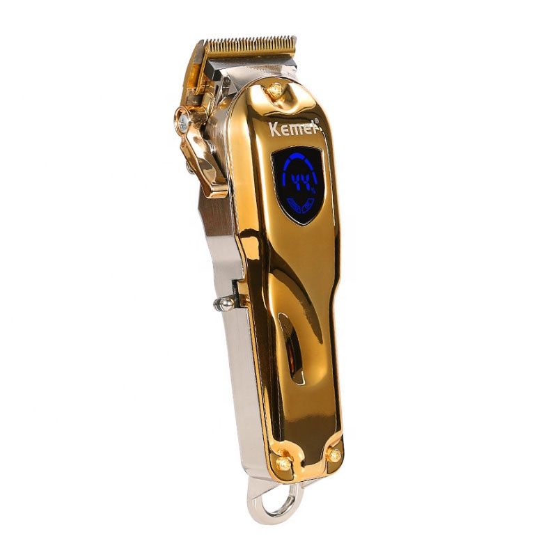 Kemei KM-2010 High Quality gold and sier With LCD Electric Fast Charging Clipper Metal Shell Hair Trimmer_voghion.com