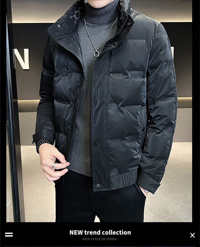 Giacca leggera in piumino bianco per ragazzi, senza lavaggio, alla moda, con collo alto, calda e antimacchia, da uomo_voghion.com