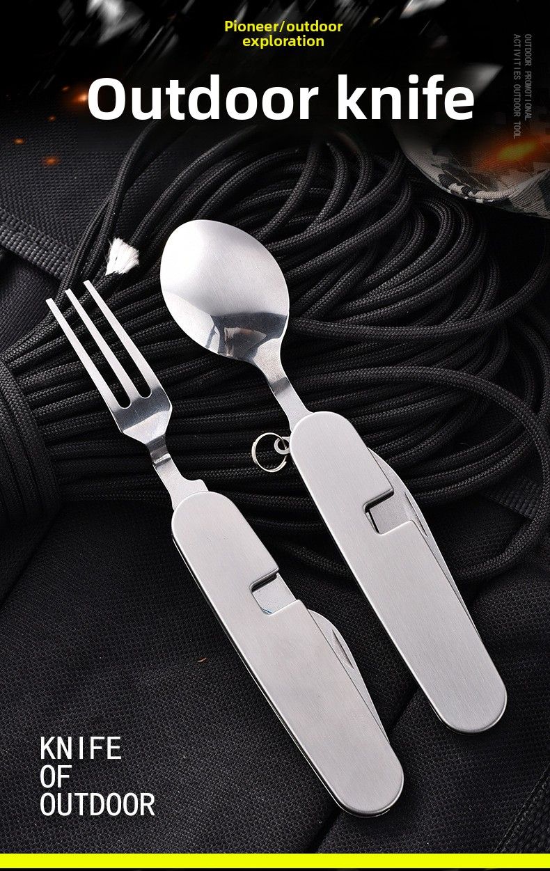 Camping Detachable Multifunctional Folding Fork Spoon Set Portable Outdoor Four-Opening Small Knife_voghion.com