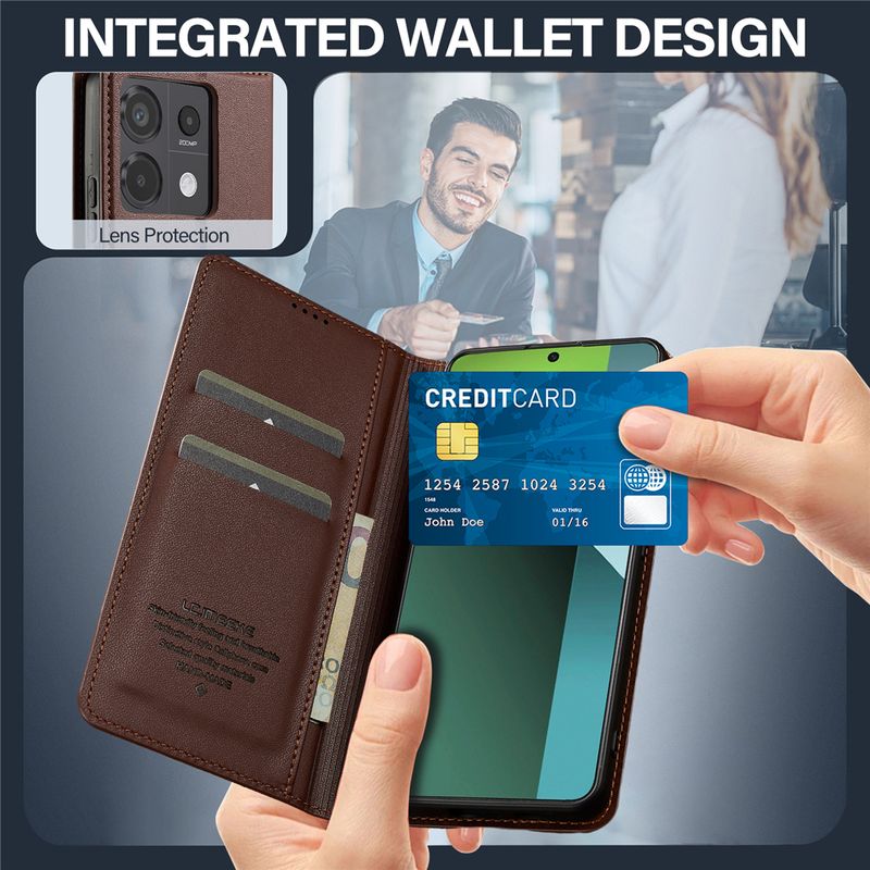 Lyxigt läderplånboksfodral för Xiaomi Redmi Note 14 Pro Plus 5G Magnetic Flip Mobiltelefon Skyddsfodral_voghion.com