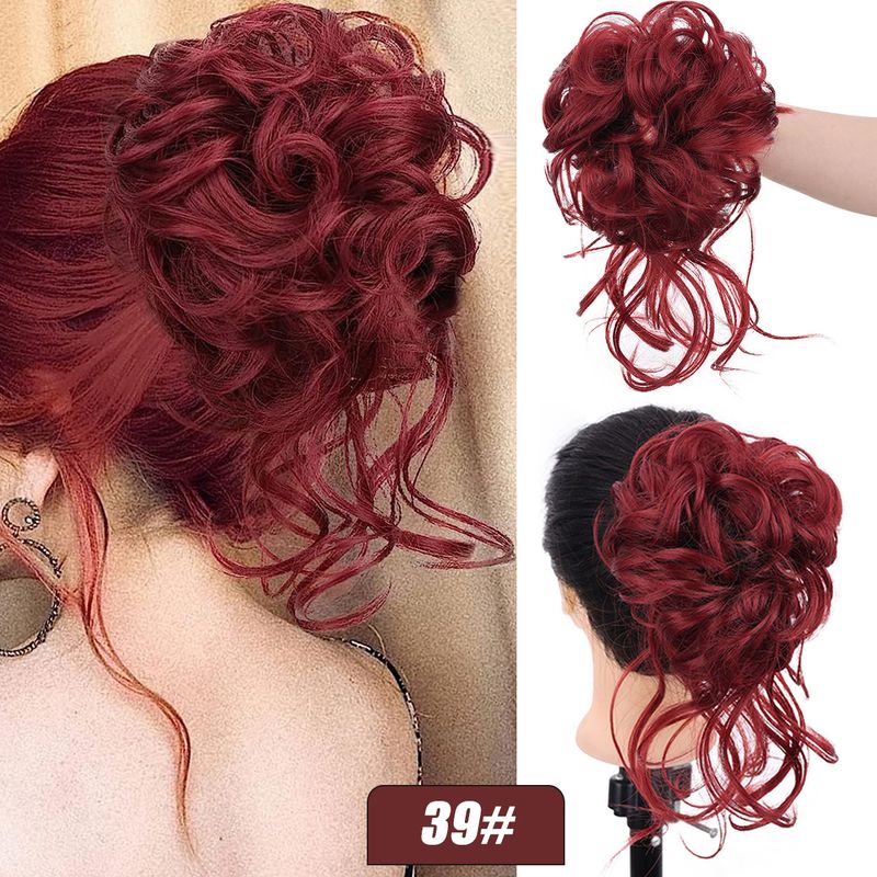 Extension per capelli Parrucca Anello per capelli Testa a sfera Alta temperatura Seta Soffice e disordinato Barba lunga Chignon a sfera 25 cm_voghion.com