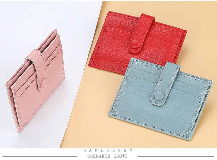 Bolsa de coleta Baellerry com fivela, porta-cartão de carteira de motorista, padrão lichia, compartimento para vários cartões, capa de coleta de couro de primeira camada_voghion.com