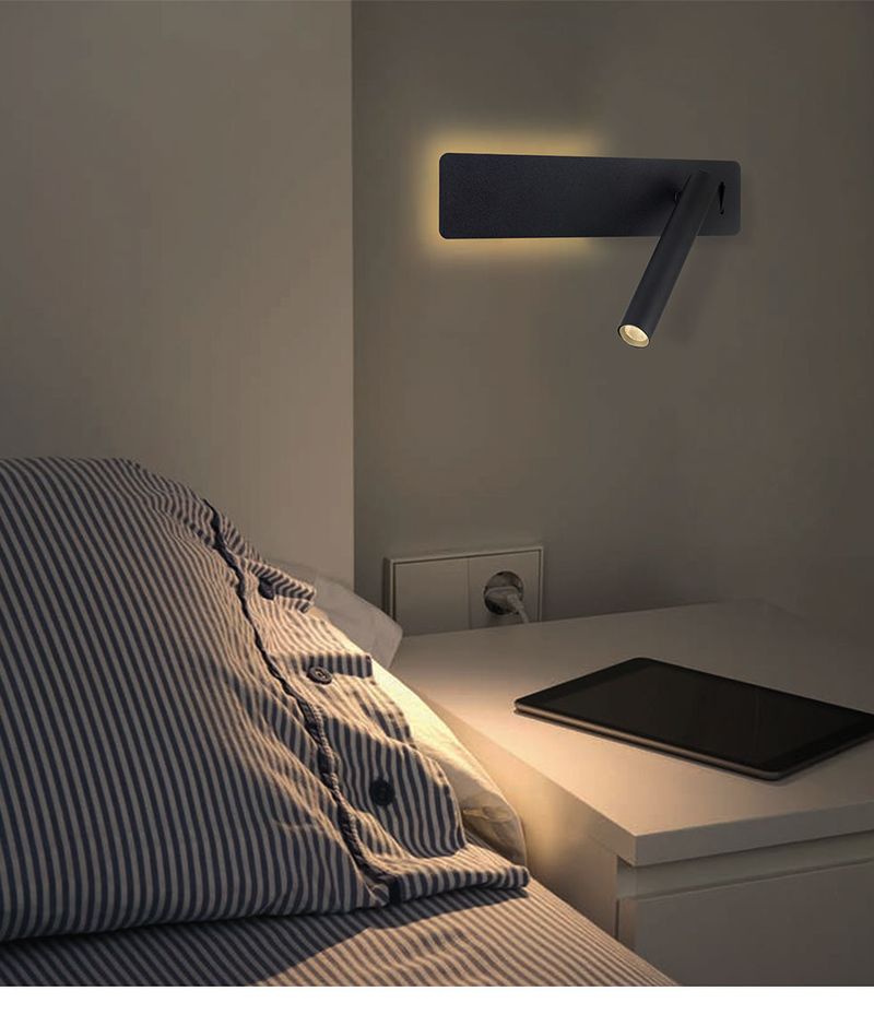 Wall Mounted Reading Light - Adjustable Rotatable LED Bar Lamp With Switch, Minimalist Design For Bedroom, Hotel & Living Room_voghion.com
