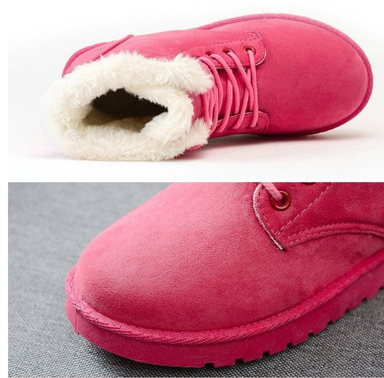 Women's Shoes Snow Boots Women's Short Boots Warm Boots Lace-Up Flat Heel Fashionable Cotton-Padded Shoes_voghion.com