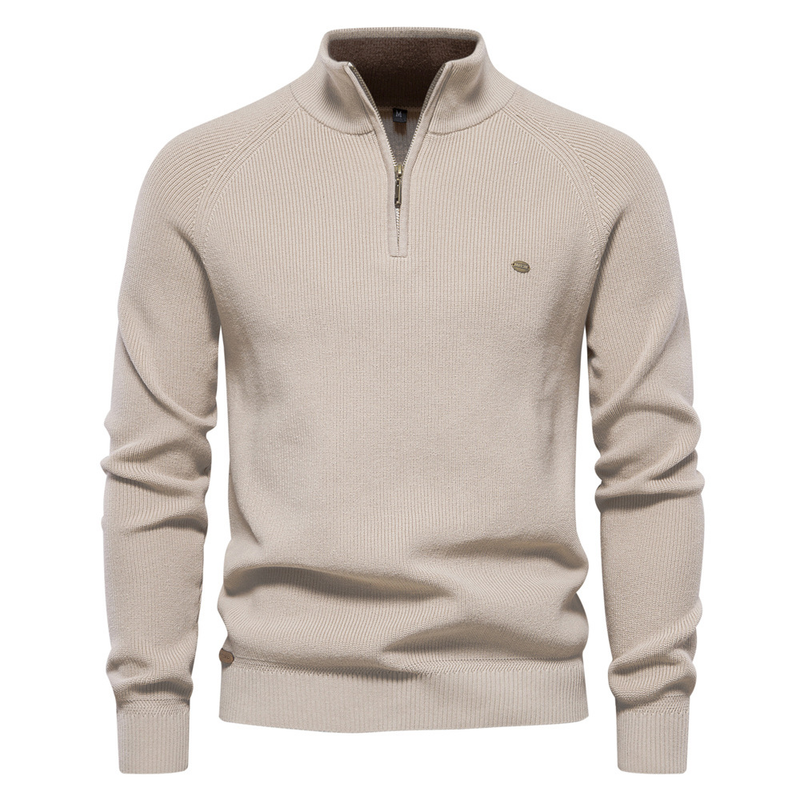 Nieuwe herfst- en wintertrui voor heren in Europese maat, heren met lange mouwen, halve rits, opstaande kraag, effen kleur, casual trendtrui die bij elkaar past_voghion.com