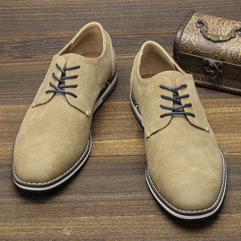 Herrenschuhe Große Herren Freizeitschuhe Modische leichte Herrenschuhe Farblich passende atmungsaktive Herren Lederschuhe_voghion.com