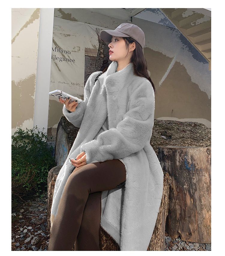 Luxury Faux Fur Coat For Women - Long Plush Winter Jacket With Stand Collar, Elegant & Stylish Outerwear In Plus Sizes_voghion.com