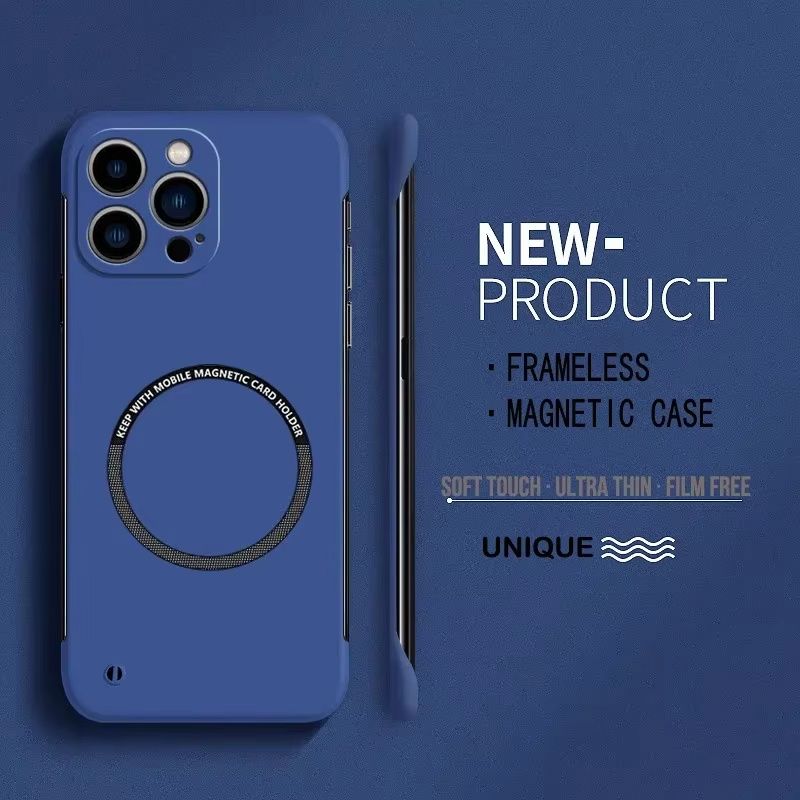 Rahmenlose Hülle 13 12 11 16E Schlanke magnetische Handyhüllen für iPhone 15 14 Pro Max 16 Plus Cover_voghion.com