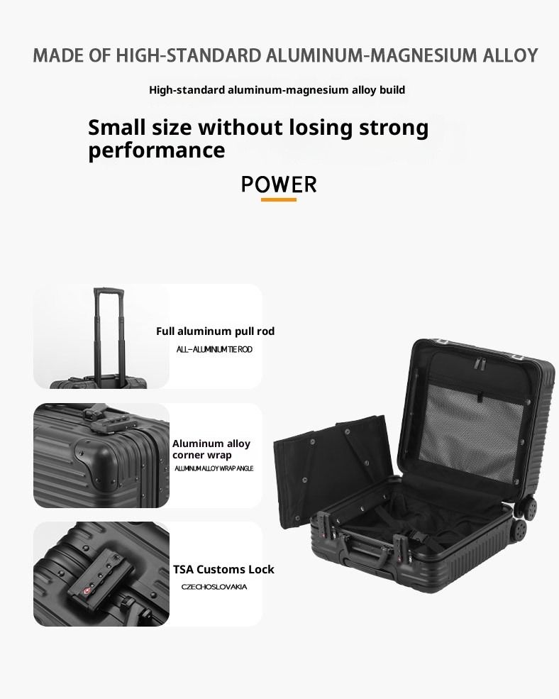 Valigia da imbarco per esportazione in lega di magnesio e alluminio KOOSSOASIS da 18 pollici, valigia da donna, piccola valigia da uomo con tirante per password_voghion.com
