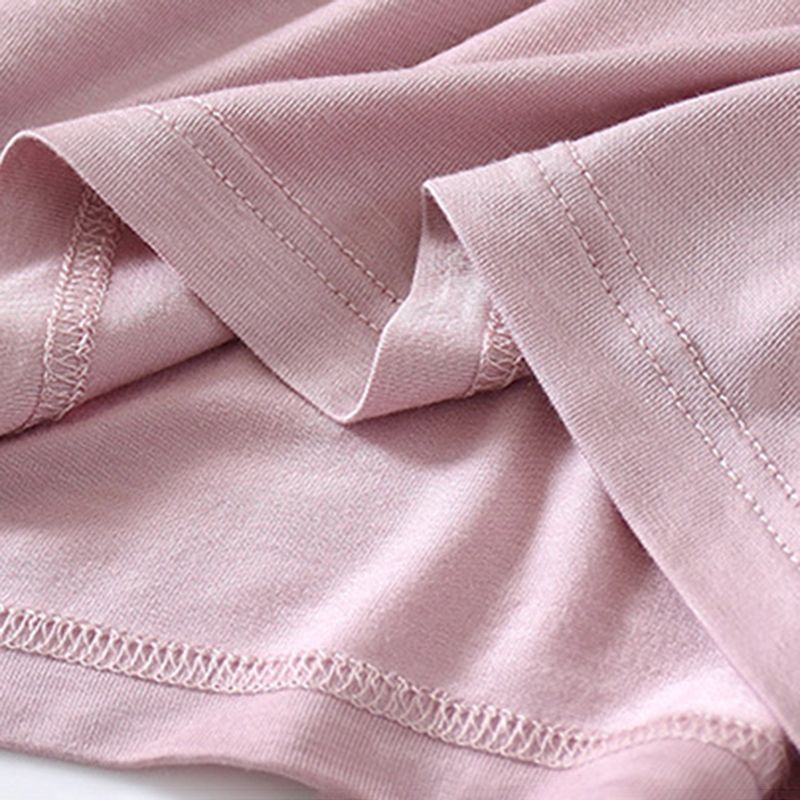 hot selling Women's Modal With Bra Pads Short-Sleeved Top Round Neck Thin Homewear T-Shirt Bottom Shirt Pamas_voghion.com