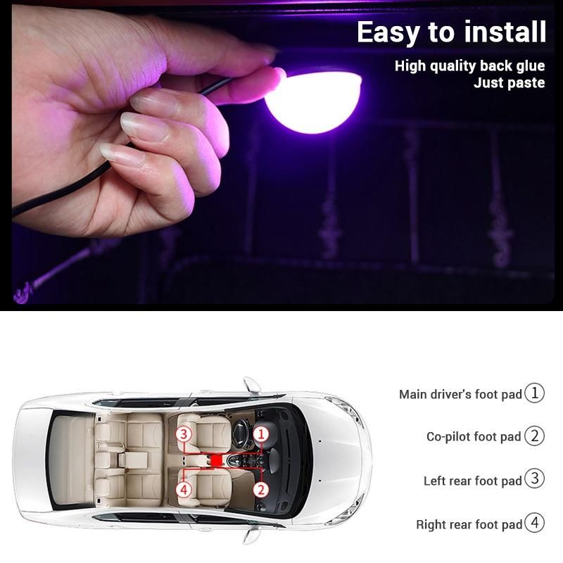1 Set Auto LED Fuß Umgebungslichter Auto Home Atmosphäre Dekorative Auto Innenraum Eins mit Vier Nachtlampe MYY_voghion.com