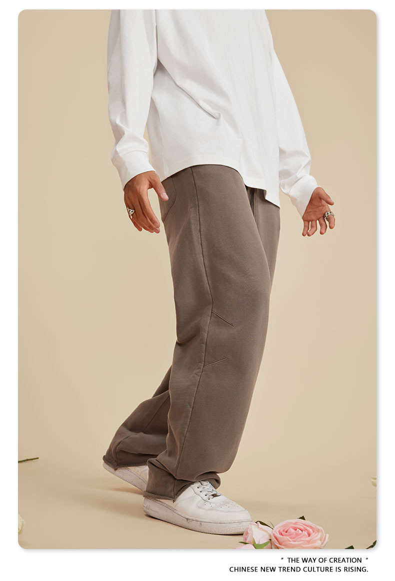Herenkleding Gewassen zoom gebreide broek retro losse straatmode merk_voghion.com
