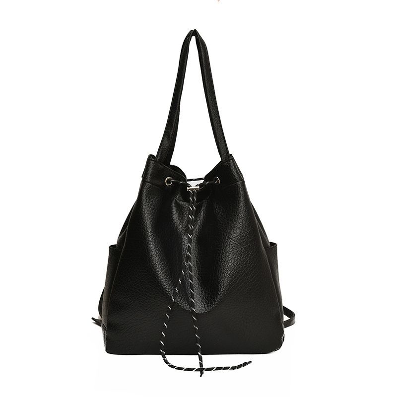 Korean Style Large Capacity Underarm Women's 2024 New Simple Bucket Bag Casual Backpack_voghion.com