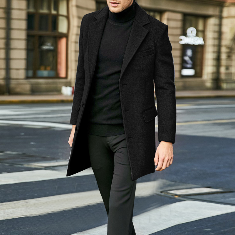 Autumn And Winter Long Double-breasted Trench Coat Men's Woolen Coat, British Men's Long-sleeved Woolen Coat Autumn Trend Suit_voghion.com