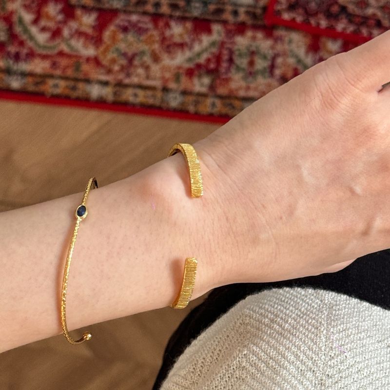Braccialetto sottile, semplice ed elegante, di alta qualità, a strisce verticali, con bordo largo, a strati, in pietra Hao blu e oro, autunno e inverno_voghion.com