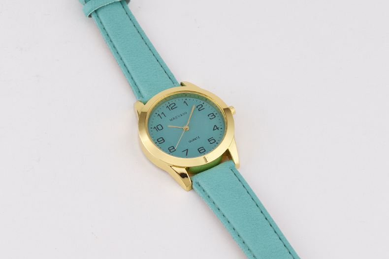 Digital color women's fashionable leather strap, quartz watch, large dial_voghion.com