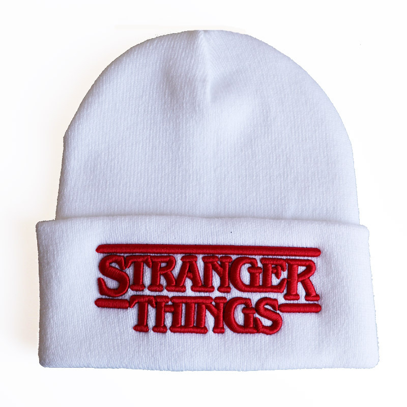 Strange story-gorro de lana con cubierta, gorro de punto con letras de pensamientos, bordado tridimensional, invierno_voghion.com