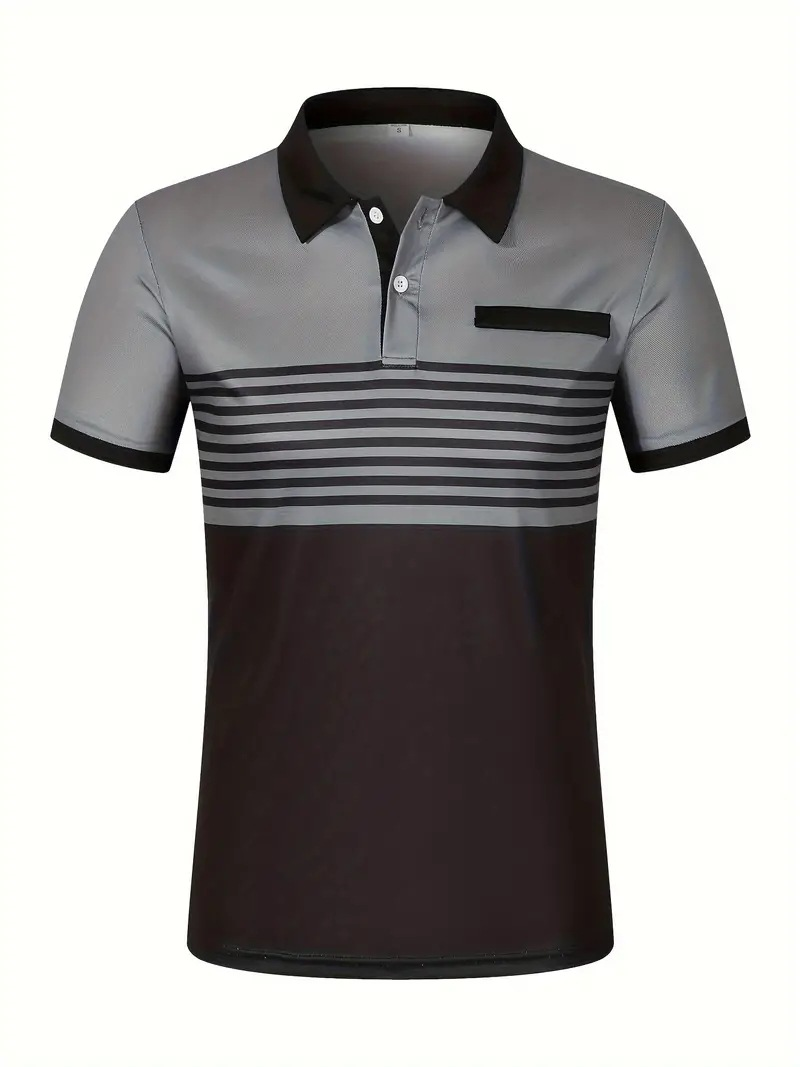 New Summer Men Casual Short Sleeve Lapel Business Polo Shirt 3D Digital Print Stripe Polo Shirt Sport Button Pullover Tops_voghion.com