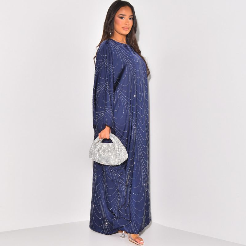 Women's Clothing Modest Spring And Summer New Women's Fashion Loose Hot Diamond Robe Dress_voghion.com