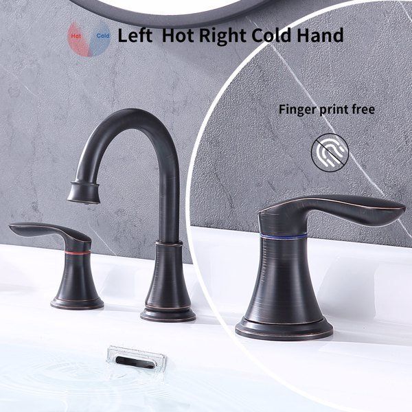 2-Handle 8 inch Widespread Bathroom Sink Faucet Oil-Rubbed Bronze Lavatory Faucet_voghion.com