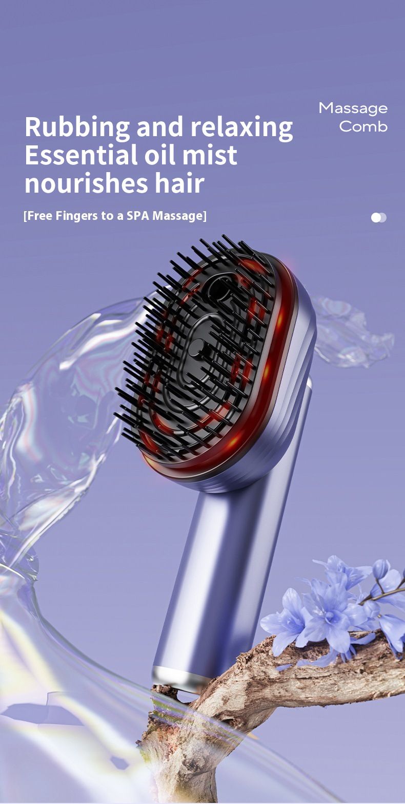 Scalp Massager With Vibration & Red Light Therapy, Microcurrent Mist For Hair Growth & Anti-Hair Loss, Essential Oil_voghion.com