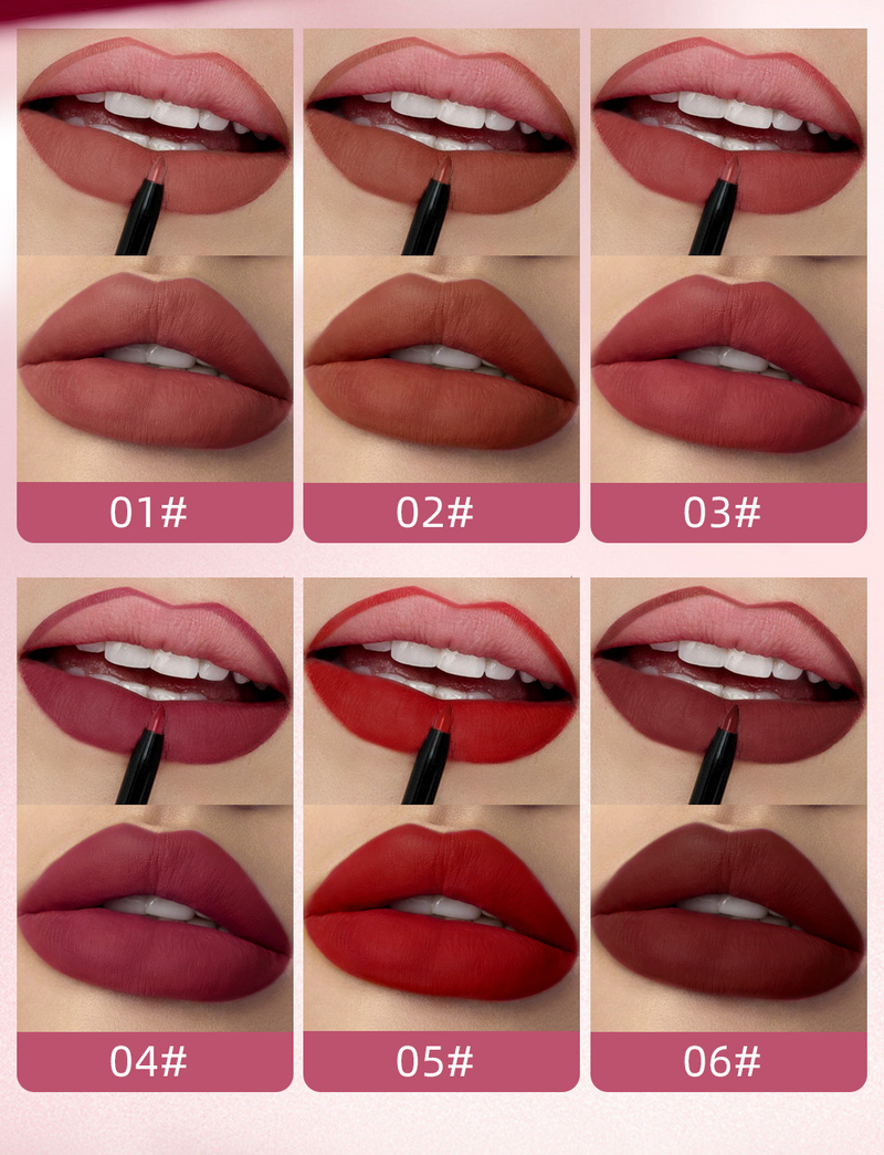 carina QIBEST Two in One Color lipliner Waterproof Matte Velvet Colorless Double Head Lip Glaze_voghion.com