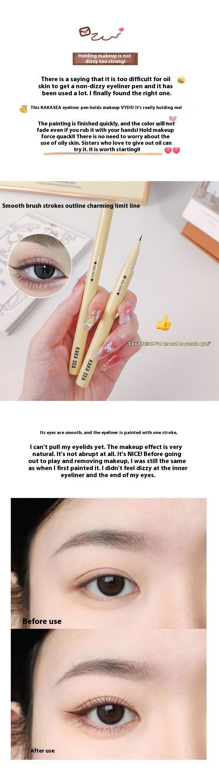 KAKA SEA Eyeliner Liquido Super Fine Penna Asciugatura Rapida Impermeabile Lunga Durata Resa del Colore Liscia Eyeliner Liquido Penna_voghion.com
