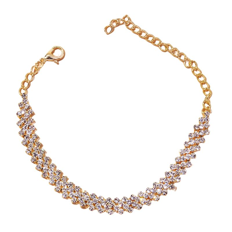 Shuosbai 1Pc Adjustable Extended Chain Sparkg Personality Rhombus Decorate Foot Rhie Stretch Anklet Women Jewelry_voghion.com