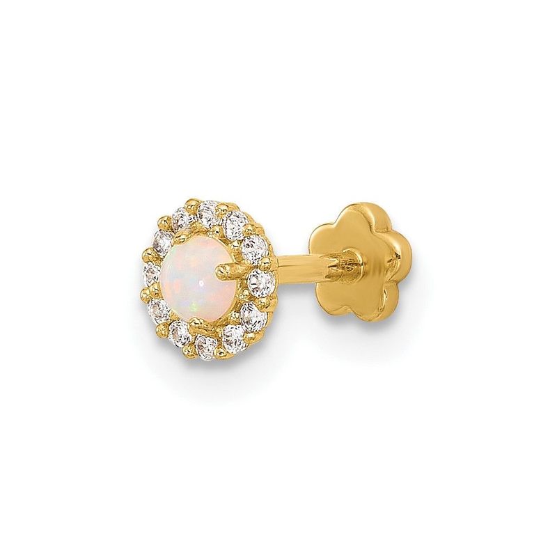 14K 18 Gauge CZ & Synthetic Opal Screw-Back Cartilage Body Jewelry_voghion.com