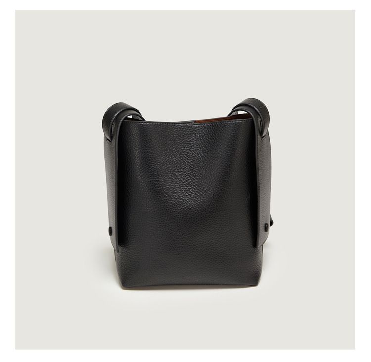 Lemon Koko Women's Bucket Bag – Large Capacity Stylish Shoulder Tote For Work & Travel, Vintage PU Handbag With Zipper Closure (Black/Taupe)_voghion.com