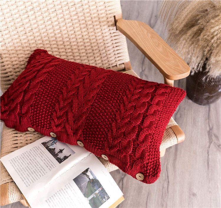 Nordisk stil enkel ensfarget geometrisk ull lang midje pute hjem stoff tiger krakk sofa pute nattbordspute_voghion.com