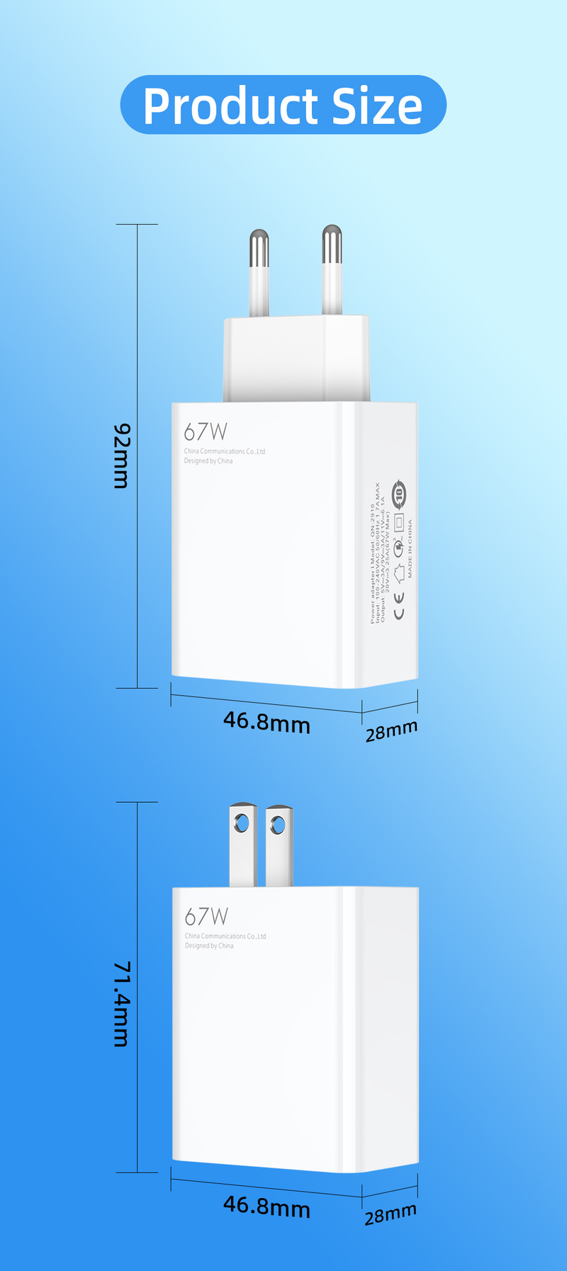 Suitable for Xiaomi 9/10/11 mobile phone charger 6A super 67W ultra fast flash specification charging head_voghion.com