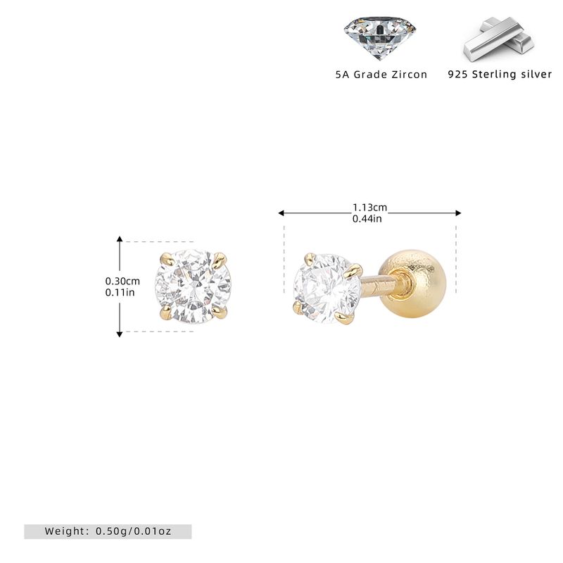 Gioielli da donna in argento sterling S925 con quattro griffe e orecchini a vite con zirconi, gioielli classici versatili, alla moda e semplici da donna_voghion.com
