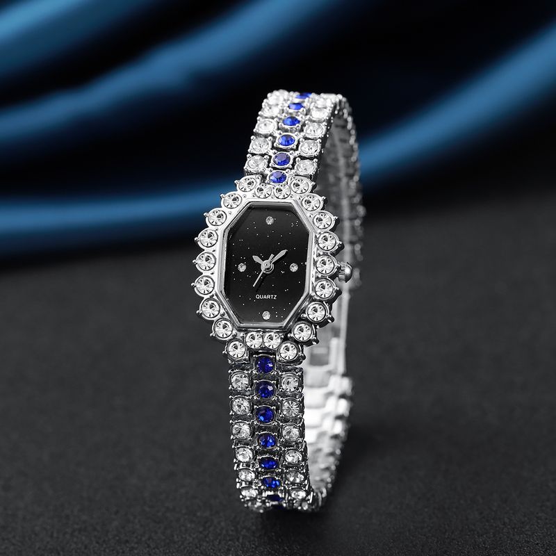 Fashionable diamond studded starry sky Arabic numerals ladies watch sapphire rhinestone jewelry set_voghion.com