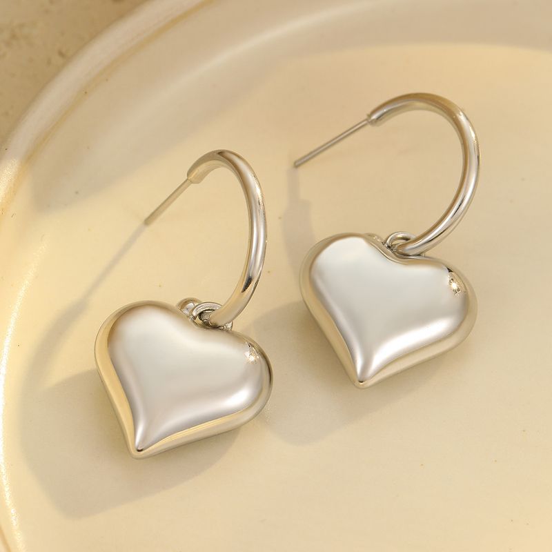 New Glossy Hollow Stainless Steel Earrings Ball Love Pendant Retro High End Titanium Steel Earrings_voghion.com
