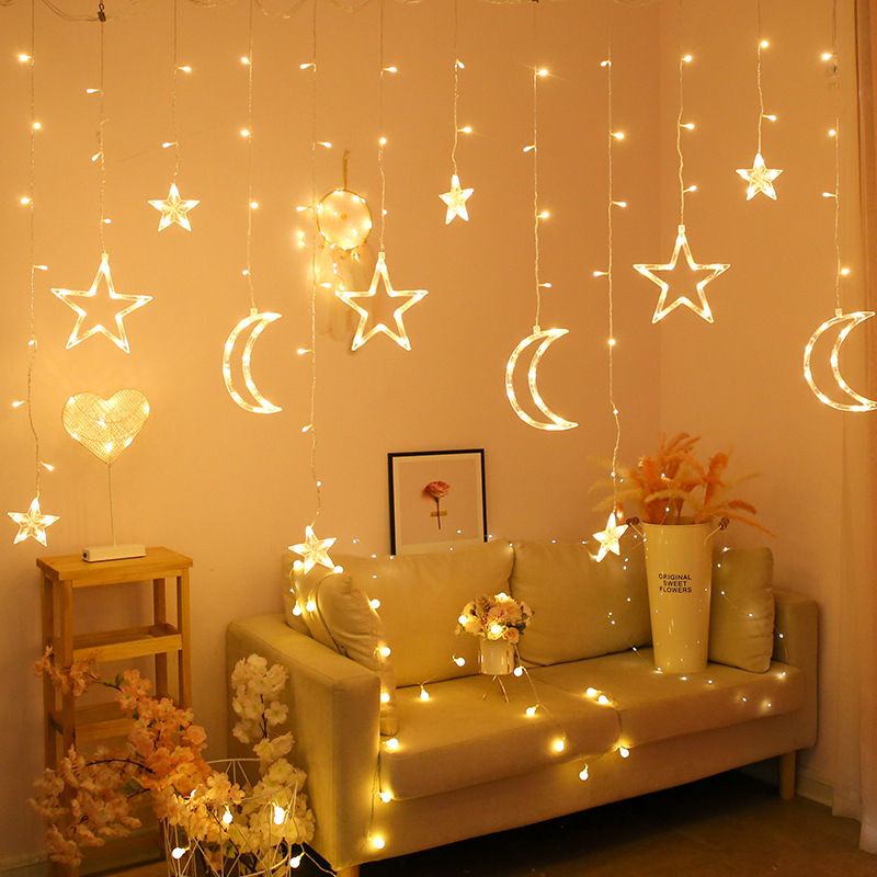 LED Colorful Flashing String Starry Sky Five-Pointed Star Curtain Wedding Christmas Decoration Lights_voghion.com